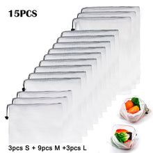 Load image into Gallery viewer, Reusable Vegetable Fruit Mesh Produce Bags Washable Eco Friendly Bags for Grocery Shopping Storage Toys Sundries