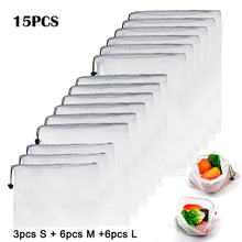 Load image into Gallery viewer, Reusable Vegetable Fruit Mesh Produce Bags Washable Eco Friendly Bags for Grocery Shopping Storage Toys Sundries