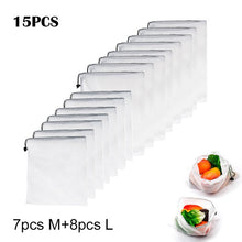 Load image into Gallery viewer, Reusable Vegetable Fruit Mesh Produce Bags Washable Eco Friendly Bags for Grocery Shopping Storage Toys Sundries